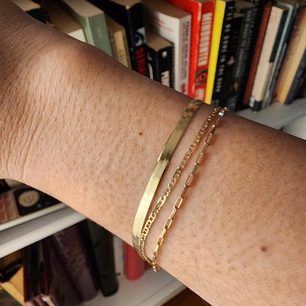 7" Herringbone Gold Chain Bracelet